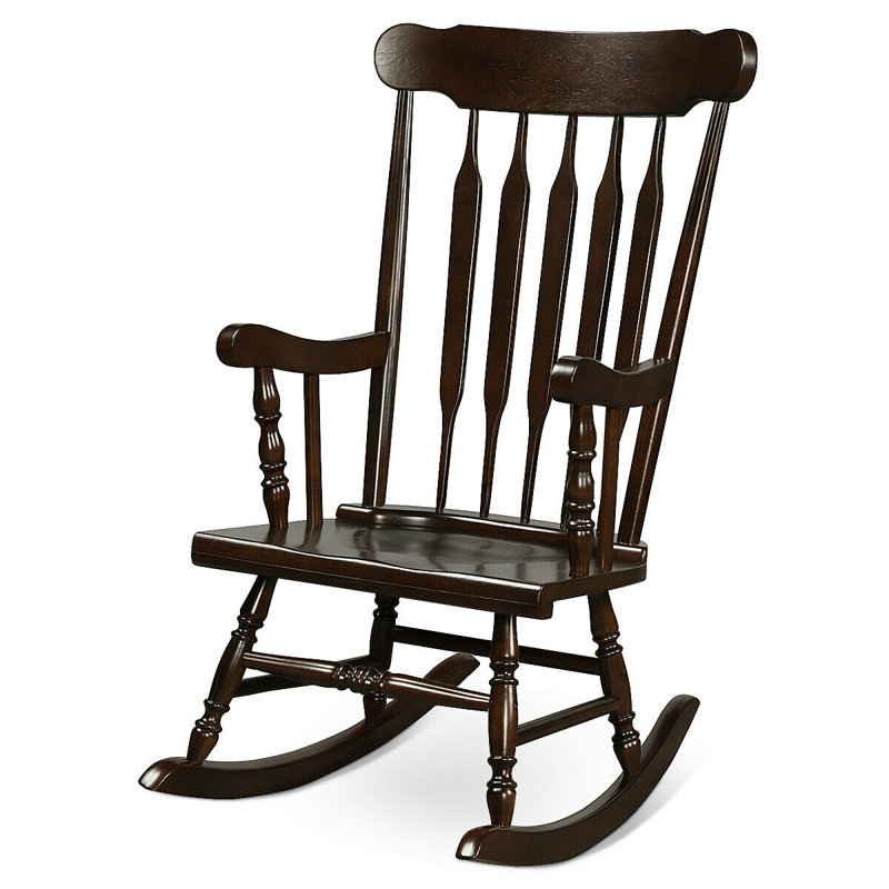 Chaise d'extérieur en bois massif à bascule Faron, Café