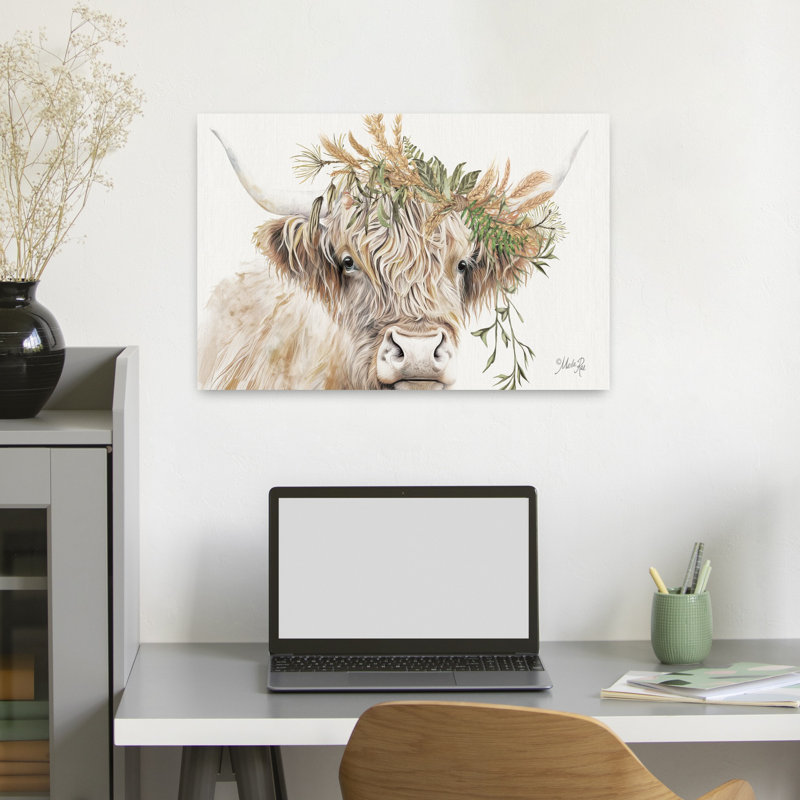 Wheat Crown Highland Abstract Modern Landscape Nature Wall Art Print 1 Piece Wrapped Canvas Wall Art, 40.64cm H x 60.96cm W