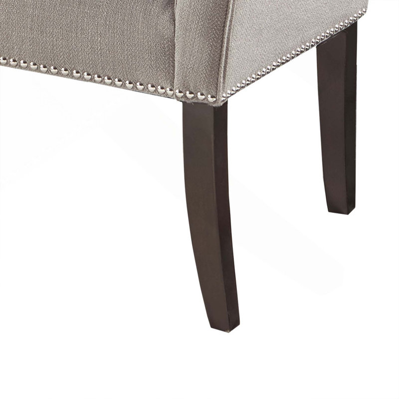 Banc rembourré avec dossier et accoudoirs, Gris