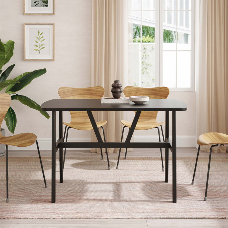 Spacieuse table de cuisine rectangulaire en bois pour 4 à 6 personnes avec structure en métal robuste pour les repas et les réunions modernes, 47,2 pouces (table seulement)
