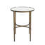 Table d'appoint moderne ovale avec miroir en métal de style bronze antique et verre élégant