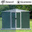 Abri de rangement extérieur 8 pi x 6 pi, en métal, en acier galvanisé et en alliage d'aluminium, ventilé, garde l'intérieur de la remise en métal au sec, fait de, range le bois de chauffage et les articles de sport