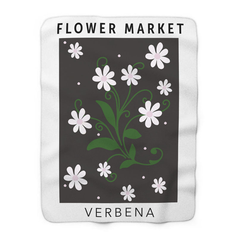 Flower Market Verbena - couverture sherpa 1 pièce de qualité supérieure - reproduction d'art luxueuse, Lit simple