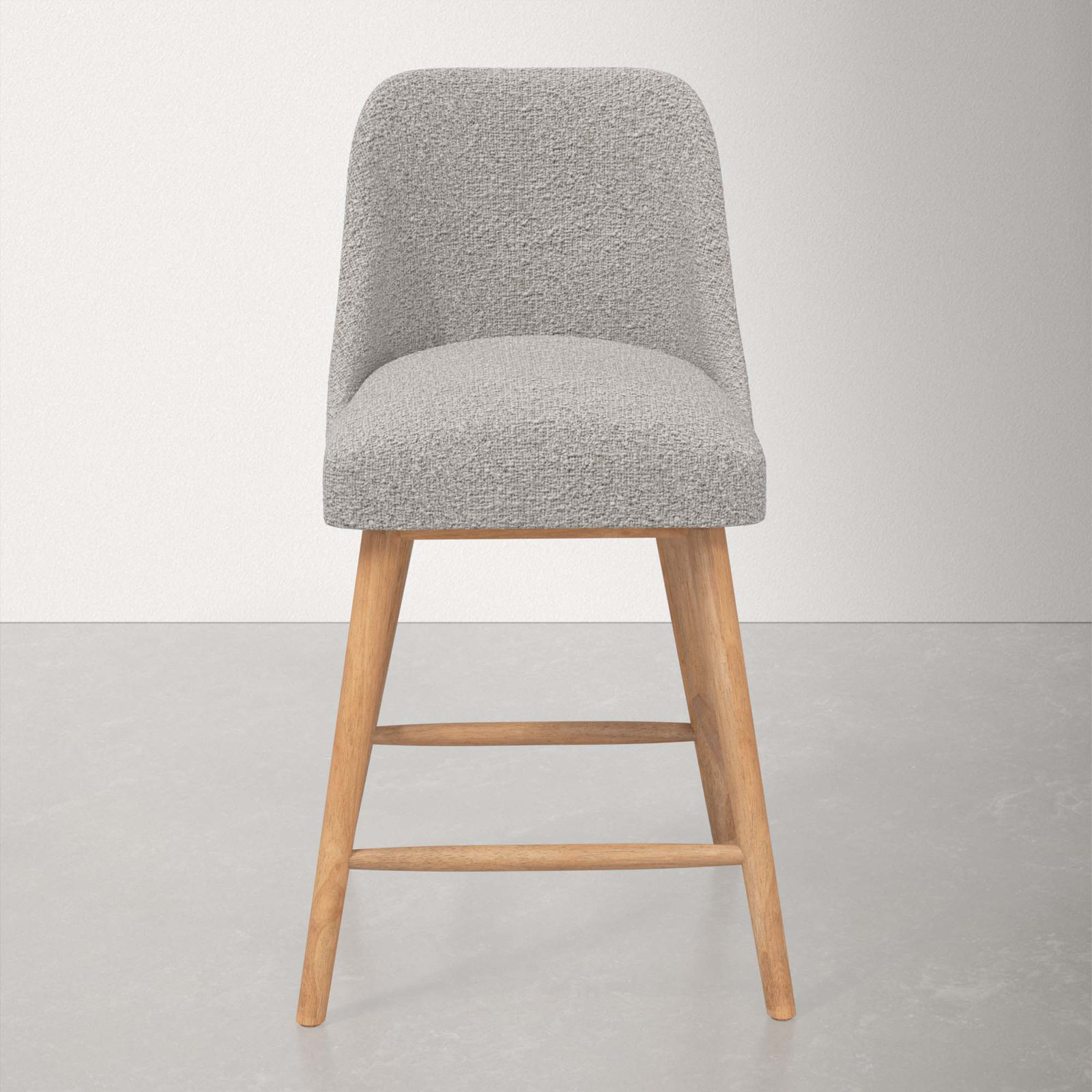 Gallie Bar and Counter Stool, Natural Wood, Counter Stool (27" Seat Height), Classic Elephant Boucle