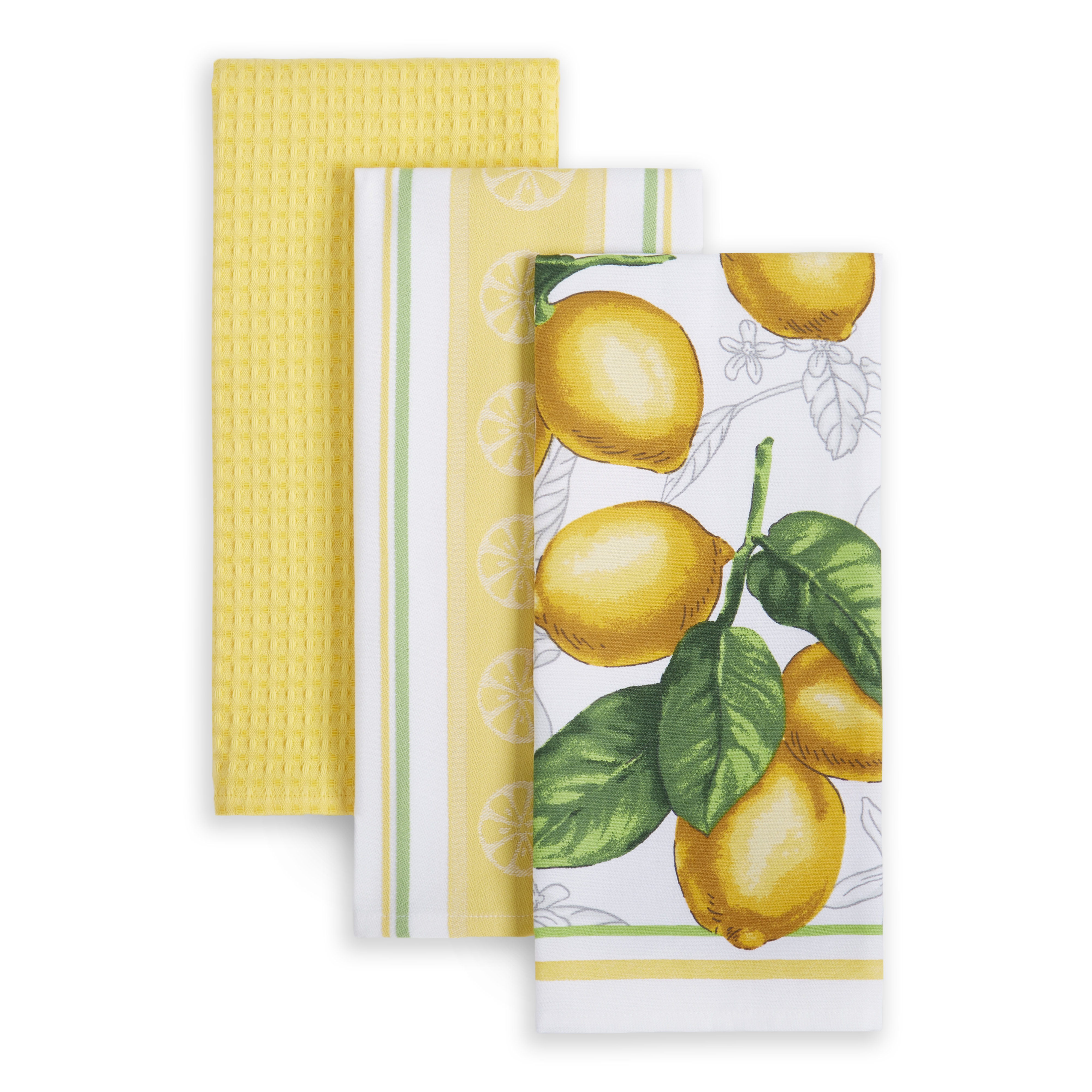 Martha Stewart 3 Piece Set Lots of Lemons Kitchen Towel Assorted Linens