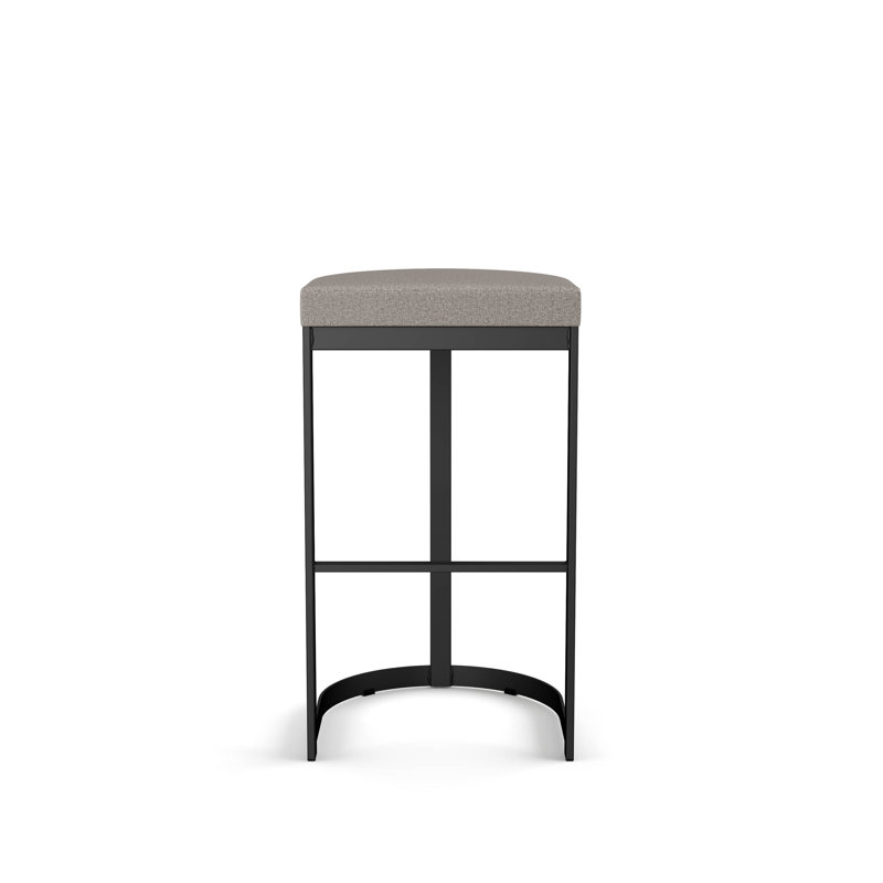 Tabouret de bar et de comptoir sans dossier Karmen, Tabouret de comptoir (siège d'une hauteur de 26 p, Noir, Gris/beige