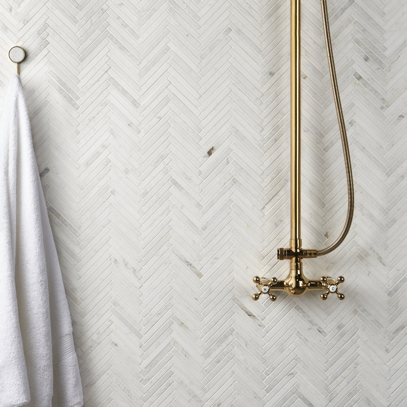 Carreau de mosaïque de plancher et de mur en marbre poli 11 po x 11,61 po Natural Stone, Blanc