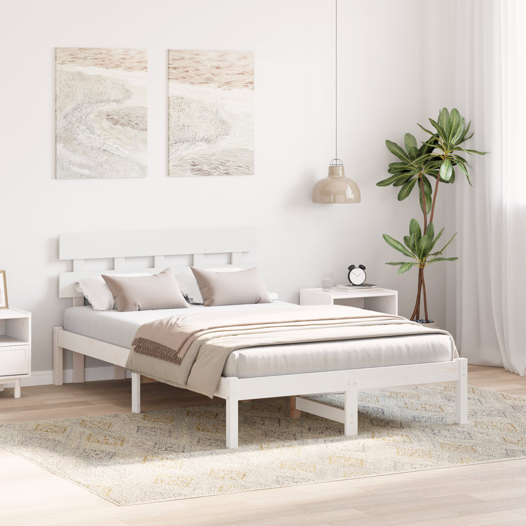 Vidaxl Bed Frame With Headboard Solid Pine Wood