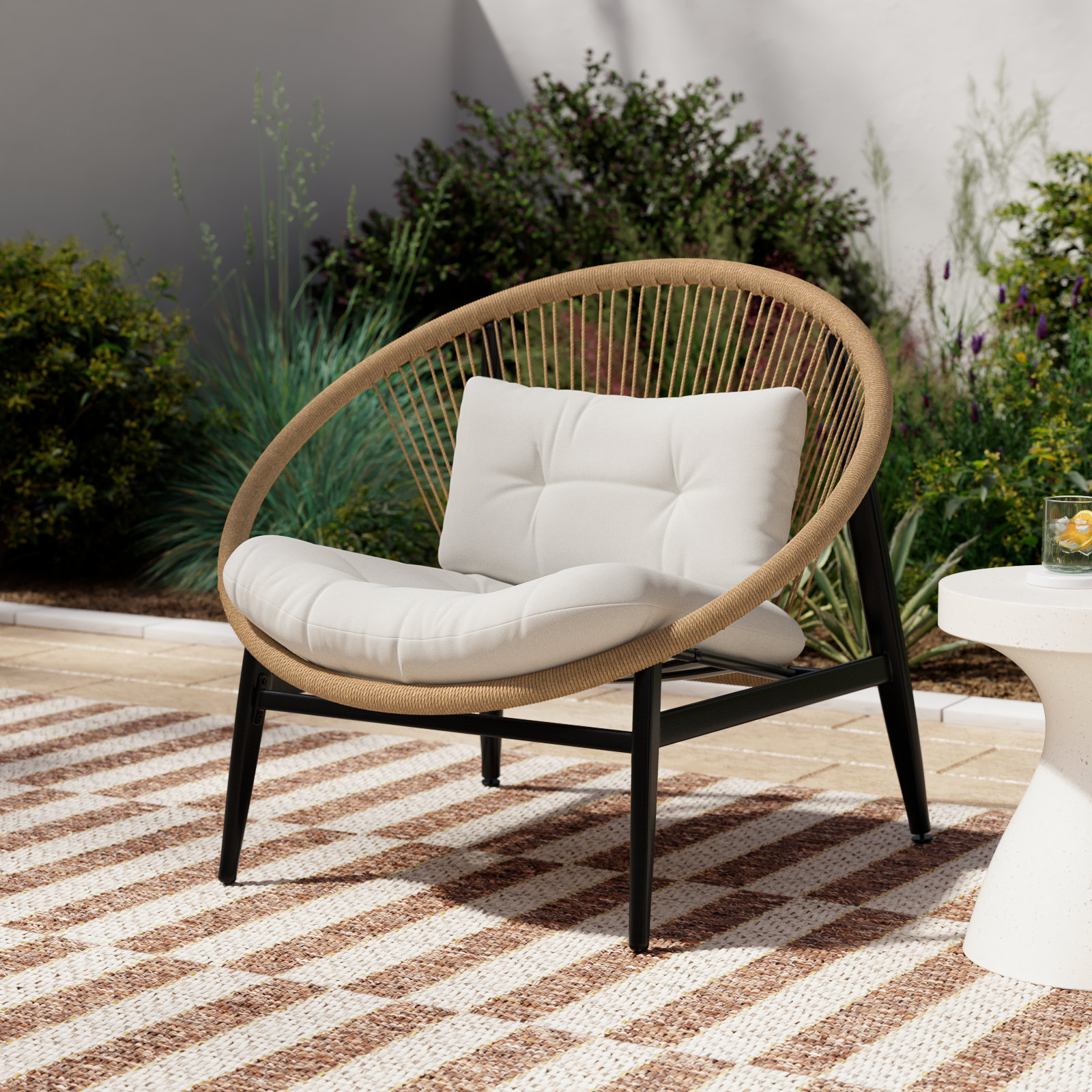 Elinor Steel Outdoor Lounge Chair,Cushions Included