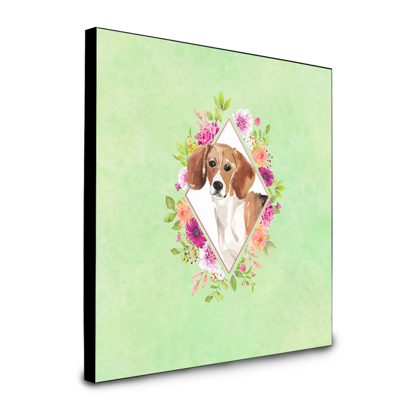 Panneau mural Dollman Flowers, Vert, Beagle brun
