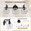 Luminaire de salle de bain noir, luminaire de salle de bain 3 lumières avec abat-jour sphérique transparent, applique murale antirouille pour miroir, éclairage de style campagne moderne pour la salle de bain, la chambre à coucher ou la salle d'eau-670895682-670895687-670895695