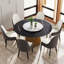 Table de salle à manger ronde en marbre avec base en métal, marbre artificiel pour 6 à 8 personnes, plateau tournant en pierre artificielle-471711246-492079358