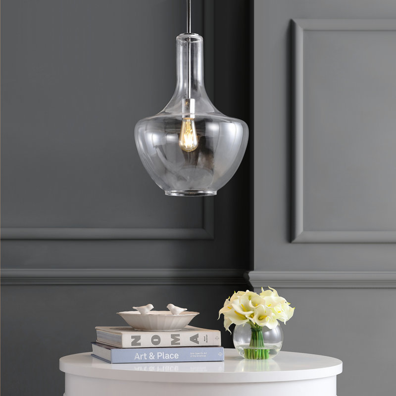Luminaire suspendu en forme de larme à 1 lumière Raymonde, Chrome, H 19 po x l 13,25 po x P 13,25 po