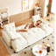 Canapé-lit en U de 104,7 po avec lit escamotable, canapé-lit convertible 2 en 1 avec accoudoirs amovibles et ports USB, canapé modulaire surdimensionné avec méridienne pour salon / appartement, beige / blanc