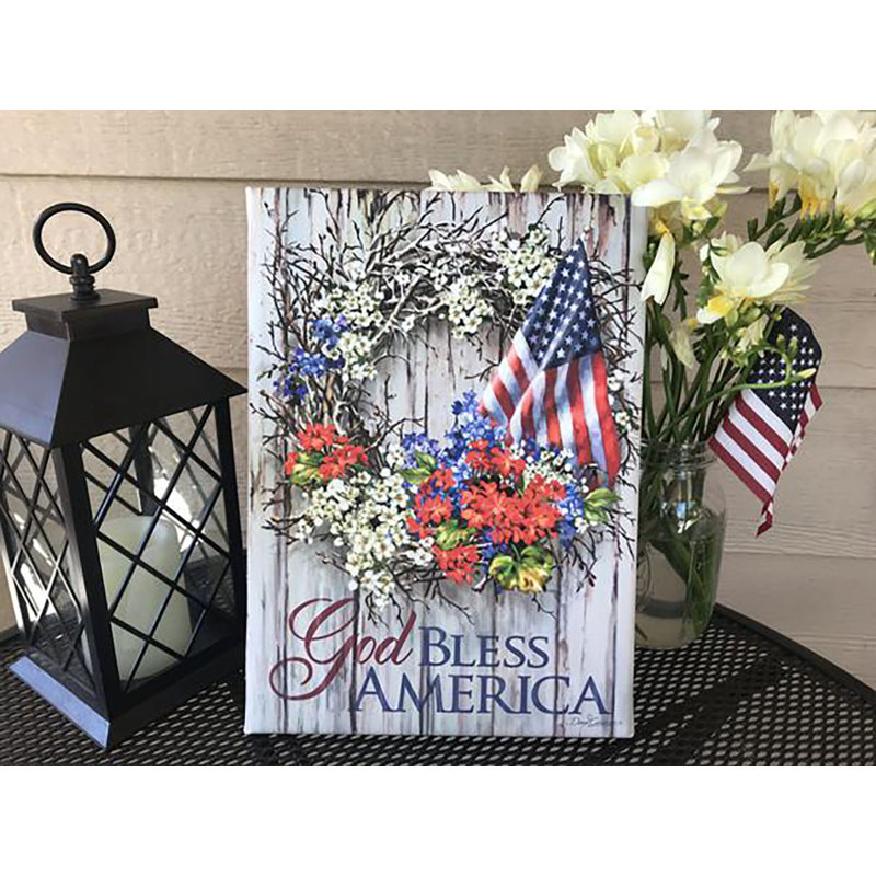 Art mural sur toile Patriotic Wreath, H 14 po x l 10 po x P 1 po