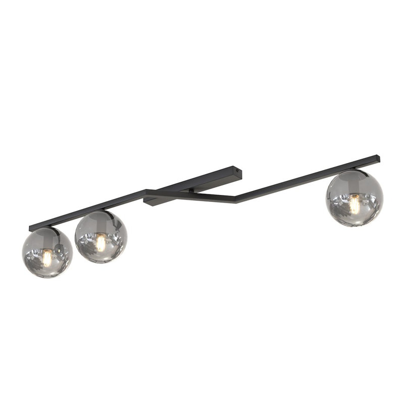 Glass Flush Mount, Graphite, 3 Lights