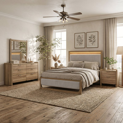 Lunora 5-Piece Bedroom Set With LED Warm Light Headboard