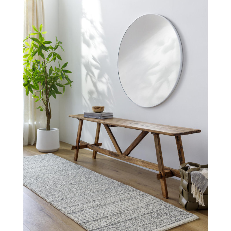 Tapis en laine beige, ivoire et gris anthracite touffeté à la main Abdera, Tapis de couloir 2 pi 6 po x 8 pi