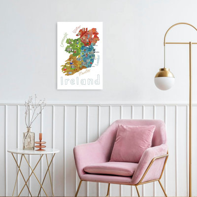 «Whimsical Ireland Map Whimsical Abstract Contemporary City Landscape», reproduction d'art mural