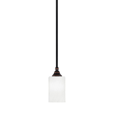 Stem Hung Mini Pendant Shown In Black Copper Finish With 4" Glass