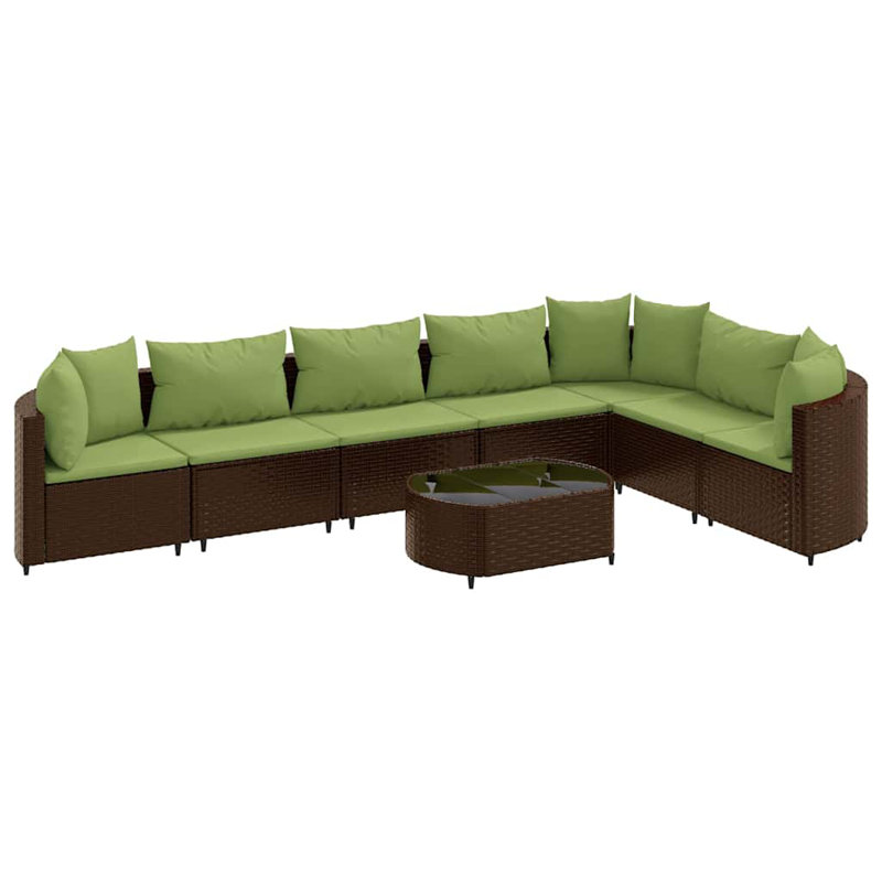  Ensemble de 7 chaises de patio brun, vert, Brun, Vert