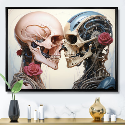 Cybernetic Robot Skull Love With - Science Fiction Wall Art