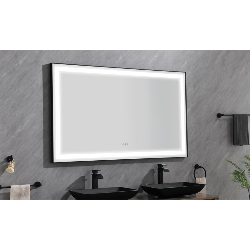 96 po L 36 po Miroir lumineux de salle de bain lumineux H - Energy, brouillard, fixation murale, grand maquillage