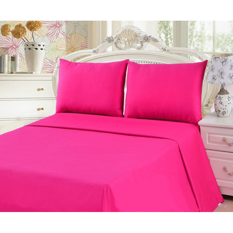 Tache 100% Cotton Jersey Knit Flat Sheet, King, Hot Pink