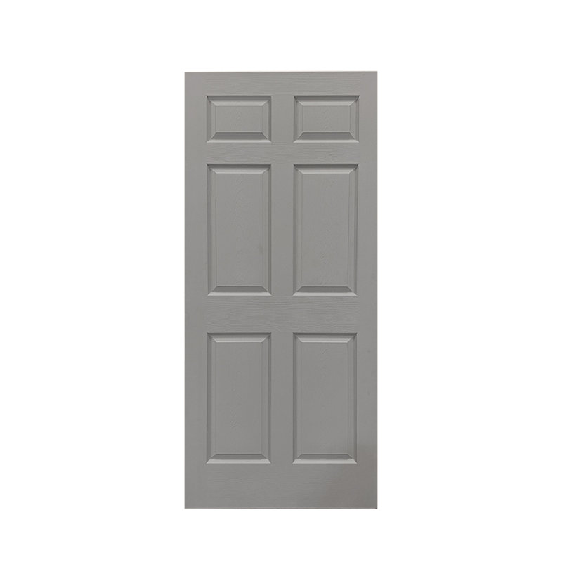 36 In. X 80 In. Light Grey Painted Finished Composite MDF 6 Panel Interior Barn Door Without Hardware Kit, 30" x 84"