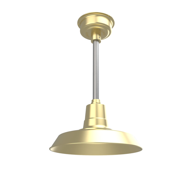 Luminaire suspendu en forme de dôme à 1 lumière DEL Haleigh, H 48 po x l 14 po x P 14 po, Laiton uni / argent galvanisé