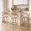 Tabouret de bar pivotant Dowden 26 po de style moderne du milieu du siècle, avec siège en cuir PU capitonné et structure en bois courbé-252829414-252829412