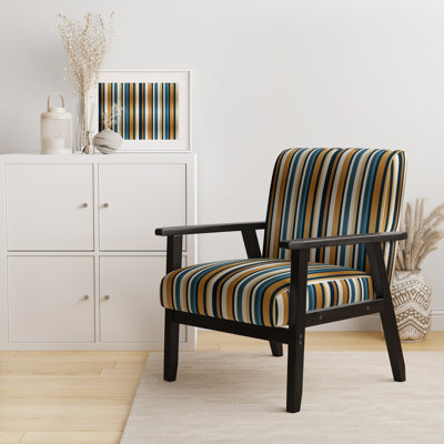 Élégant motif à rayures dorées - Fauteuil d'appoint rembourré moderne et contemporain