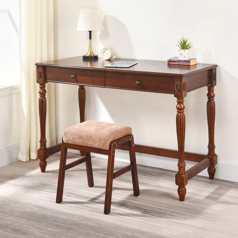 Raahi Solid Wood Accent Stool, Light Brown