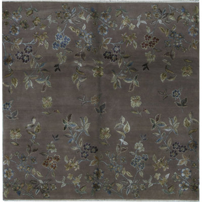 Hand-Knotted High-Quality Brown Square Area Rug