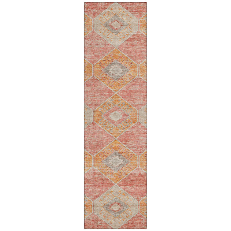 Machine Washable Indoor/Outdoor Xhevrie Coral Rug
