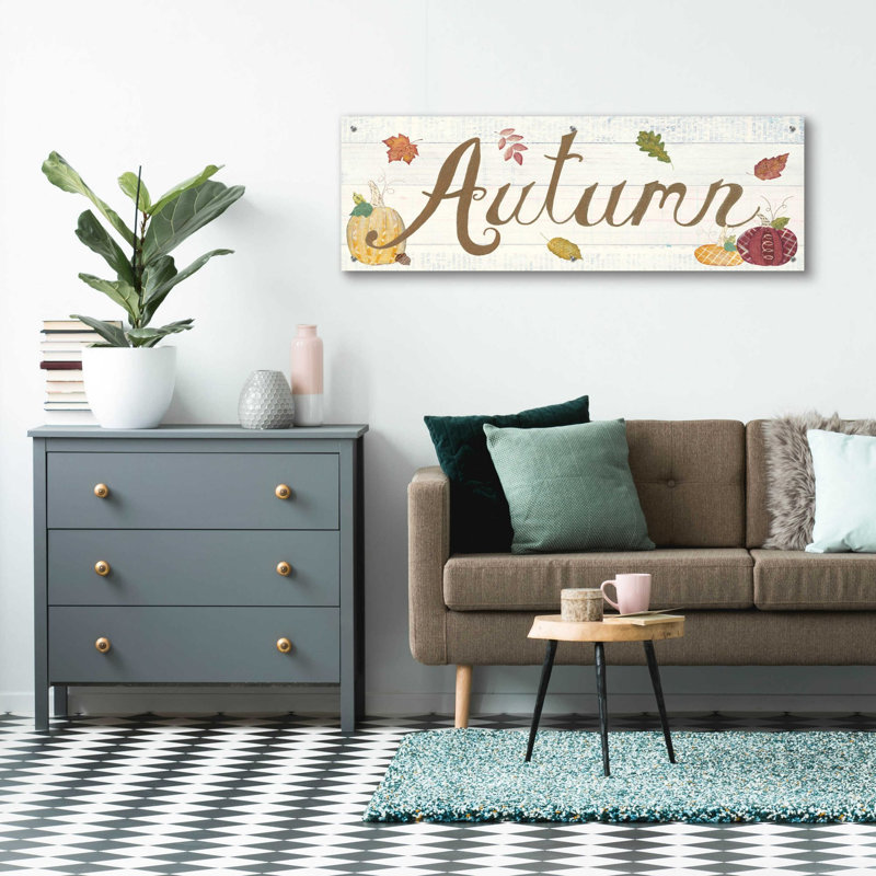 «Autumn Bounty IV» par Courtney Prahl, art mural en verre acrylique, H 16 po x l 48 po