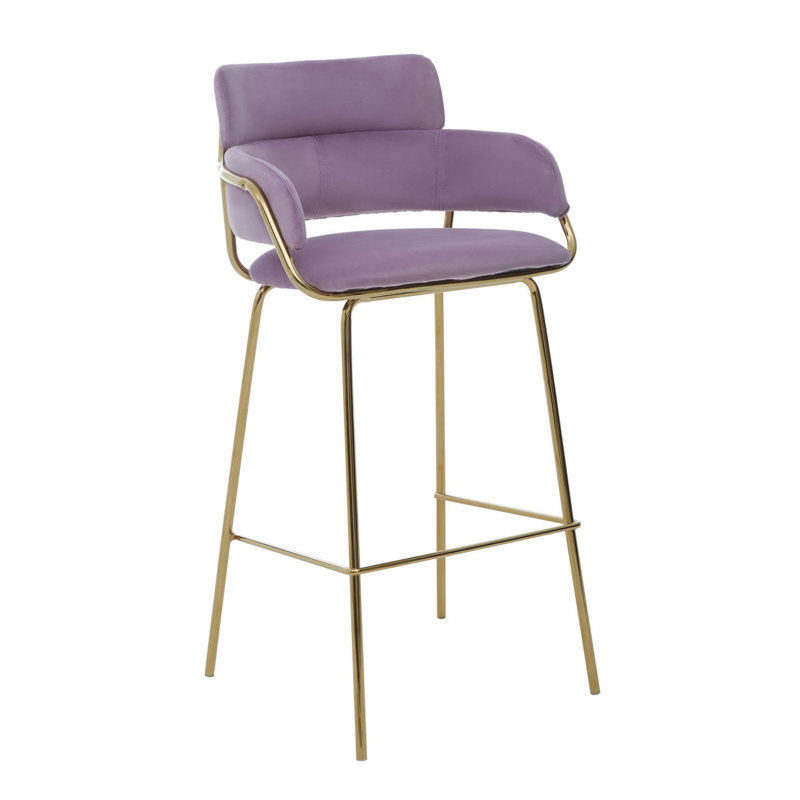 Elsberry Upholstered Counter Stool with Metal Frame, Gold, Pink