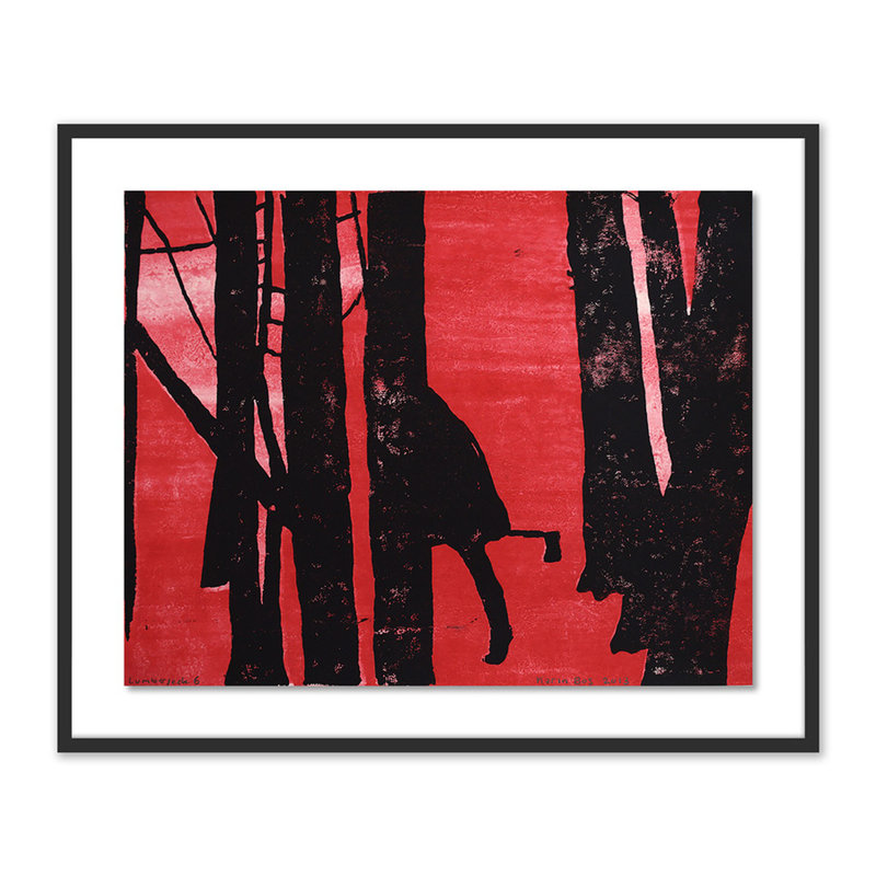 Lumberjack 12 Painting by Karin Bos, Black, 33" H x 40" W x 2.5" D