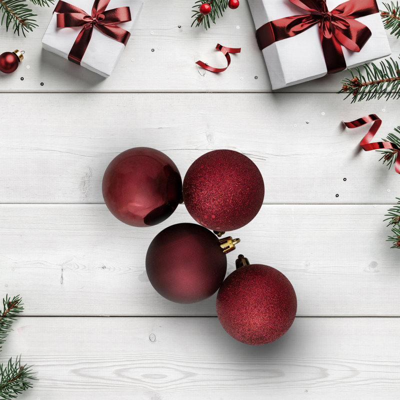 Shatterproof Bauble, 2.4'' H X 2.4'' W X 2.4'' D, Red Raspberry
