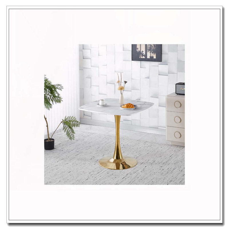 Table de salle à manger 31,5 "SquareTulip, H 28,93 po x L 31,5 po x l 31,5 po, Blanc