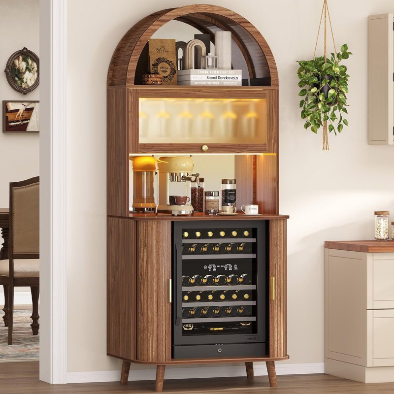 Bar à vin avec réfrigérateur, Noyer