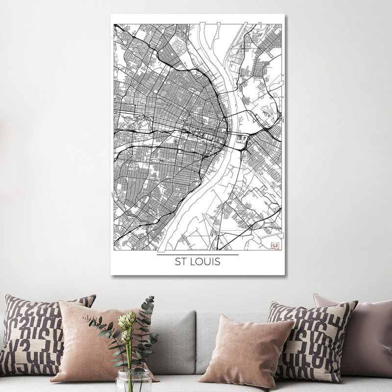St. Louis Minimal Urban Blueprint Map by Hubert Roguski - Wrapped Canvas Print, 152.5 cm H x 101.5 cm W