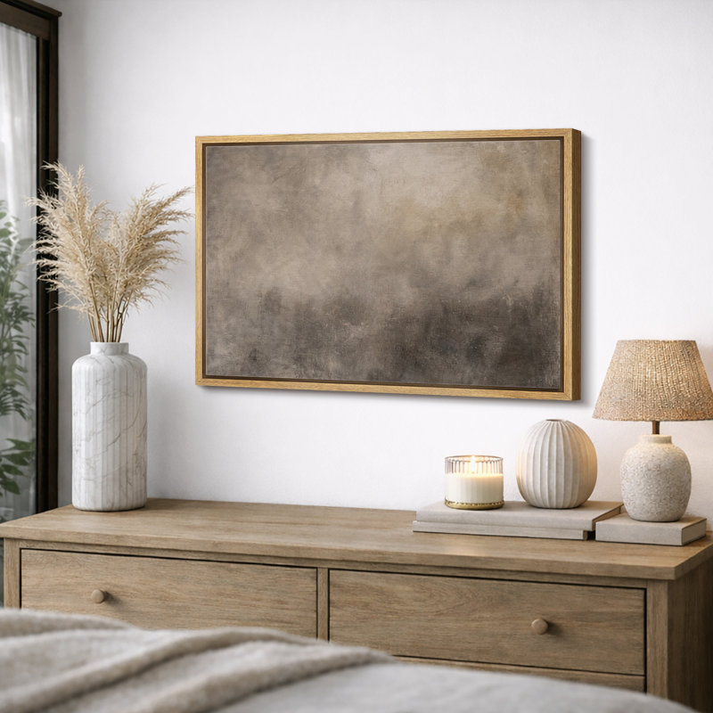 «Neutral Brown», impression abstraite minimaliste, images de chambre à coucher, impression sur toile encadrée, impression numérique