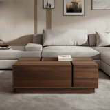 Rectangular Sliding Top Coffee Table With 2 Drawers And 2 Hidden Storage Compartments