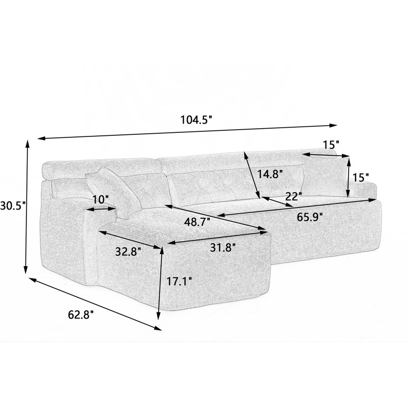 Canapé 104,5 po Chenille, Blanc