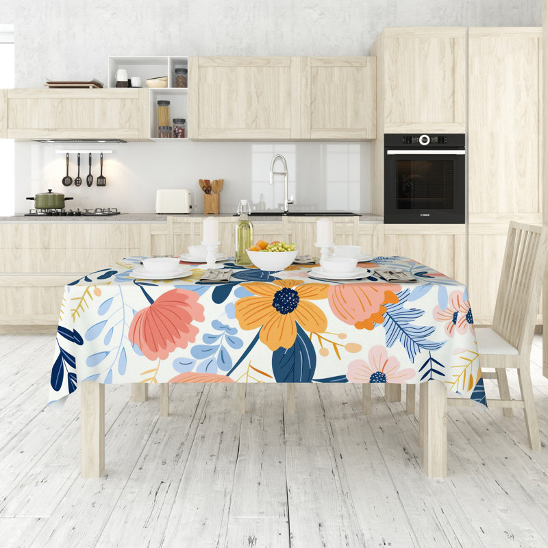 Premium Tablecloth (55 x 87 inches), 50% Cotton / 50% Polyester, Machine Washable & Ironable | Durable, Tumble Dryer Safe, Elegant Design for Dining Room & Special Occasions, Versatile & Easy Care