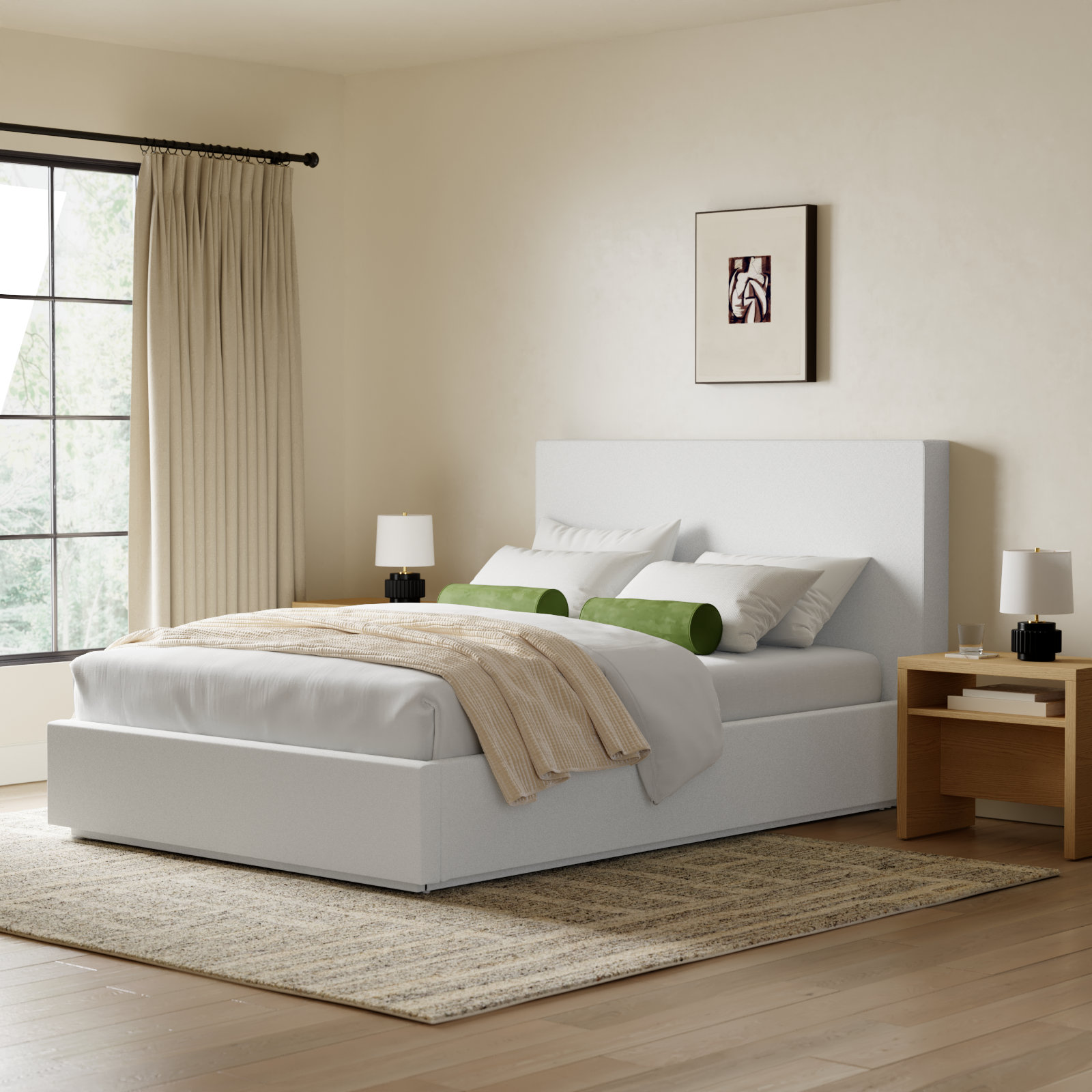 Baccarat Upholstered Bed, Queen, Pearl