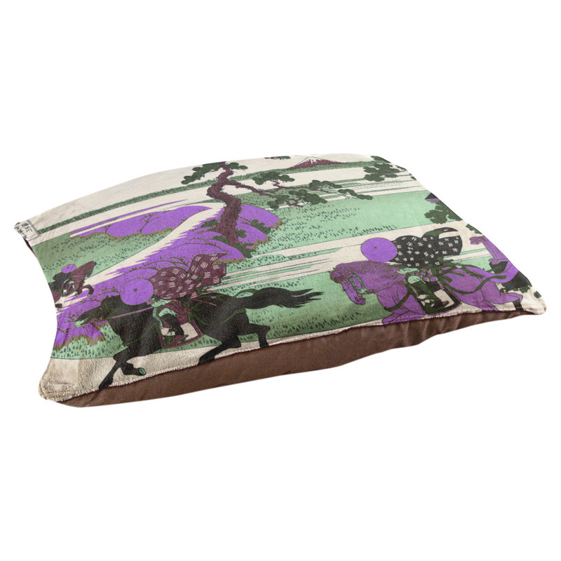 Coussin pour chien Burkki Sekiya à la rivière Sumida, Moyen (l 42,5 po x P 32,5 po x H 4 po), Vert / Mauve / Jaune