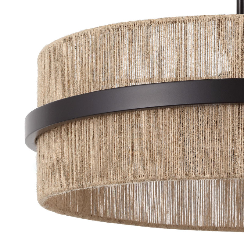 15.7" 3-Light Rope Semi Flush Mount Ceiling Light, Brown, Bronze