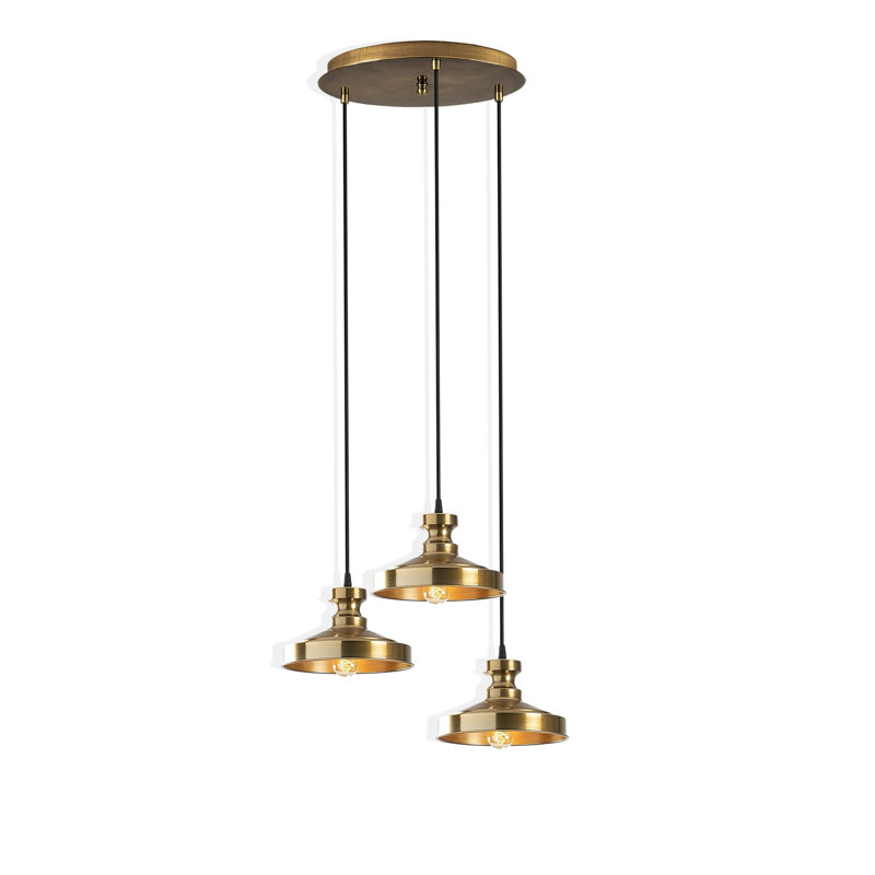 Luminaire suspendu en métal doré à hauteur ajustable
